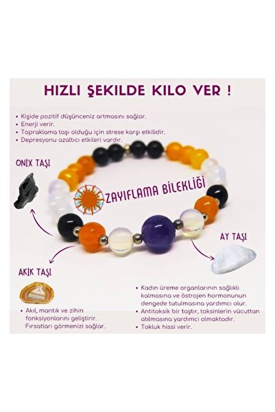 Melek Bozkurt Zayıflamaya Yardımcı Doğal Taş Bileklik Kişiye Özel Olumlama