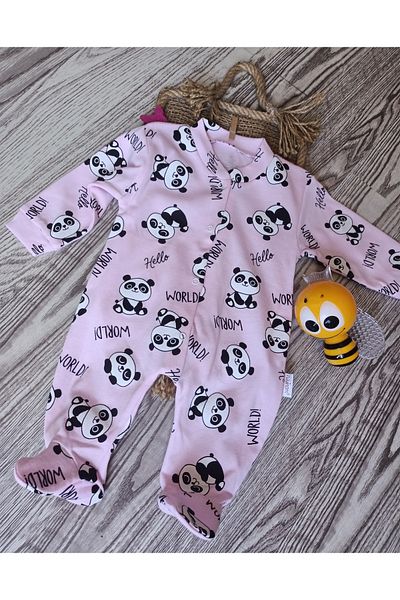 Nayinom Kids Panda Jumpsuit with Booties Pink
