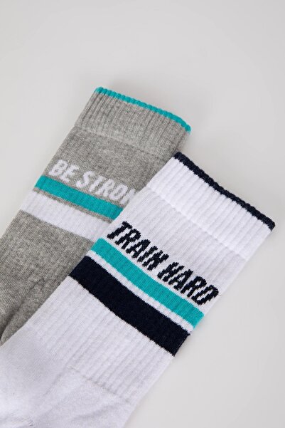 DeFacto Мъжки памучни дълги спортни чорапи от 2 части