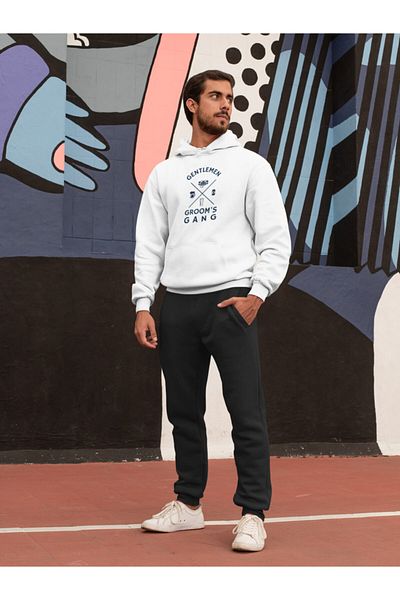 Raf Coll Φούτερ Unisex Λευκή κουκούλα με ψηφιακή εκτύπωση