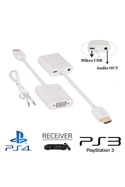 OEM Hdmi To Vga Kablo Uydu Macbook Projeksiyon Ps3 Ps4 Xbox Raspberry Pi Receiver Ses Ve Güç Kablolu