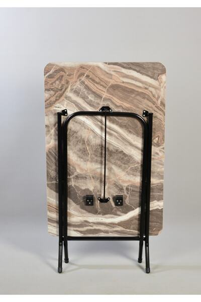 Güzelkan Katlanabilir Kırma Çalışma Masası Beyaz Mermer Desen Grilla 50x80 Katlanabilir Mutfak Masası