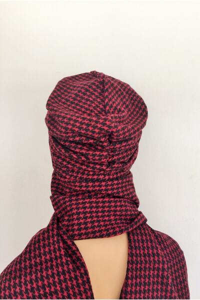 Vera Bonnet Ready Turban Alya Bonnet Red Goose Feet Knitwear Scarf Hat Neck Covering Hijab Women's Bonnet