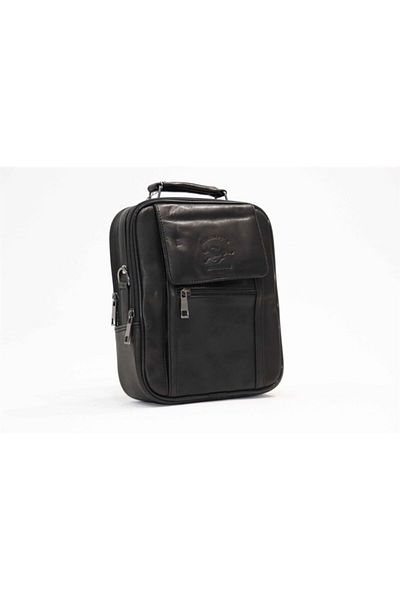 DERİ KABUSU Newısh Polo Leather Men's Postman Hand and Shoulder Bag Pçd009 - Black