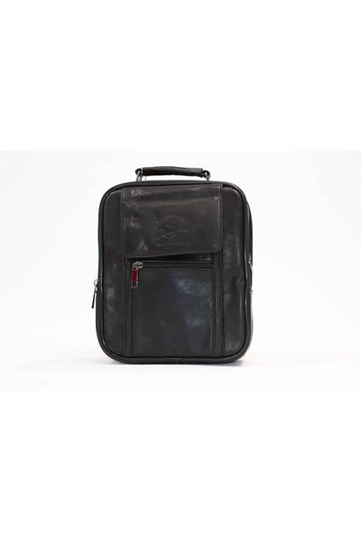 DERİ KABUSU Newısh Polo Leather Men's Postman Hand and Shoulder Bag Pçd009 - Black