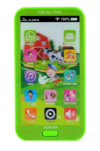Can Ali Toys Oyuncak Telefon Sesli Işıklı Müzikli Oyuncak Çocuk Telefonu Yeşil
