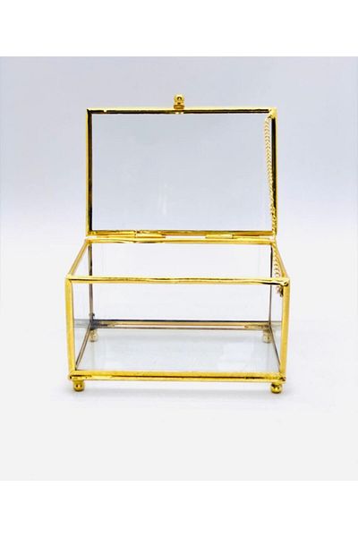 TAK TAK TAKIŞTIR Glass Rectangular Gold Box 15*10*7 cm
