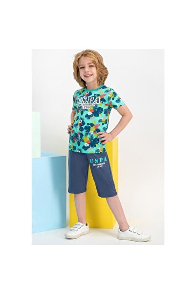 U.S. Polo Assn. Băiat Verde SUA. Set Capri cu licență Polo Assn