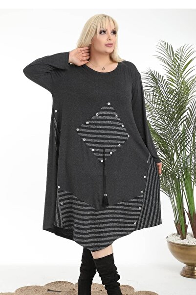 Kheos Φούστα με κομμένη τετράγωνη τσέπη Ασύμμετρο και μπλοκ μακρυμάνικο φόρεμα