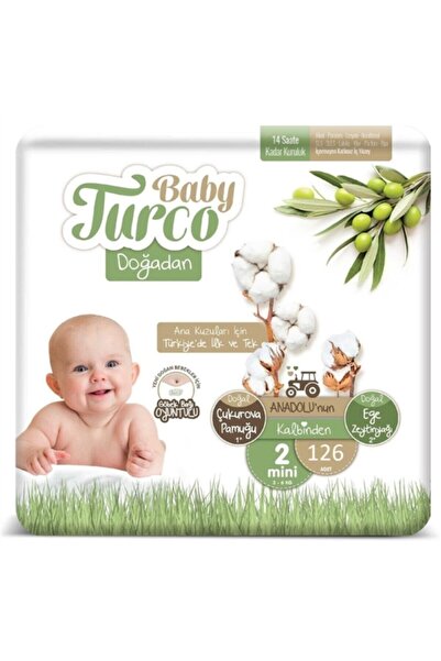 Baby Turco Doğadan 2 Numara Bebek Bezi 3-6 kg Mini 126 Adet