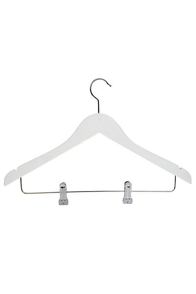 NYN Wooden Hanger Quality and Stylish Pegged Shirt Skirt Hanger White Color 26 Pieces