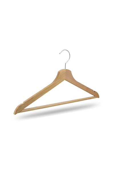 NYN Wooden Hanger Bar Clothes Trousers Hanger Walnut Color 18 Pieces