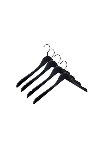 NYN Wooden Hanger Quality and Stylish Clothes Shirt Hanger Black Color 4 Pieces