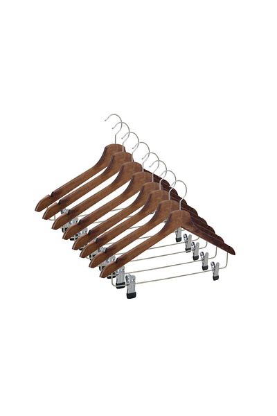NYN Wooden Hanger with Pegs Shirt Skirt Hanger Walnut Color 14 Pieces