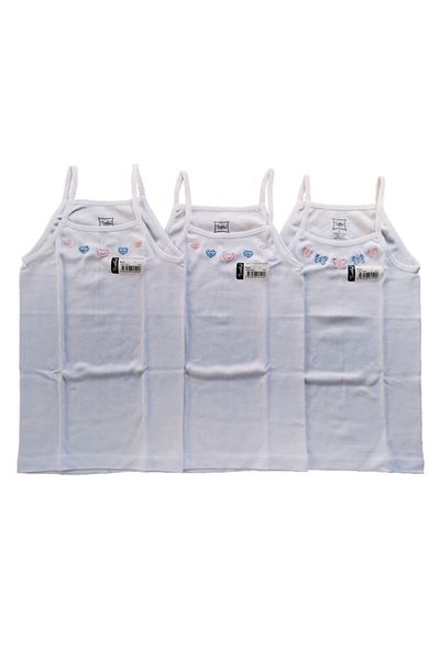 Tutku Pachet de 3 tricou pentru fete, cu bretele din bumbac colorat brodat