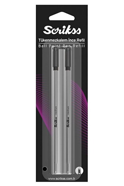 Scrikss Tükenmez Kalem Yedeği 711 Tükenmez Kalem Refil Siyah 2'li Blister (12...