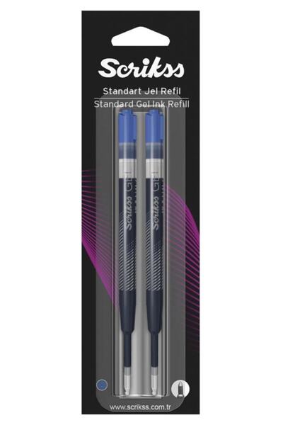 Scrikss Tükenmez Kalem Yedeği Jel Refil Mavi 0,7mm 2'li Blister (12 Li Paket)