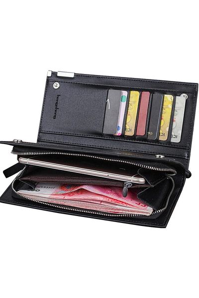 HENGSHENG Leather Long Men's Men's Folding Zippered Wallet - Card Holder