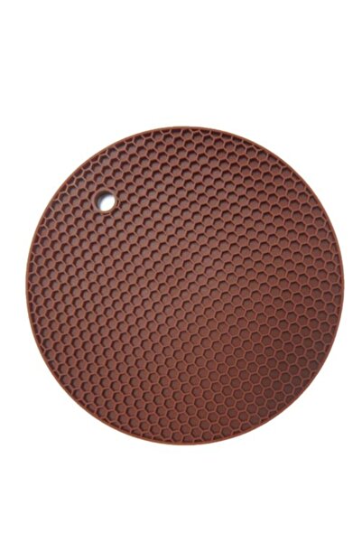 Biomak Nihale Round Hexagon Patterned Silicone Fireproof Non-Stick Teapot Pot Coffee Pot Mat 1 Piece
