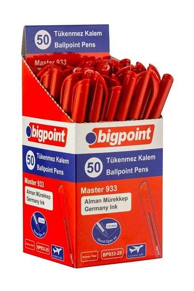 Bigpoint Master 1.0mm Red Ballpoint Pen - Box of 50