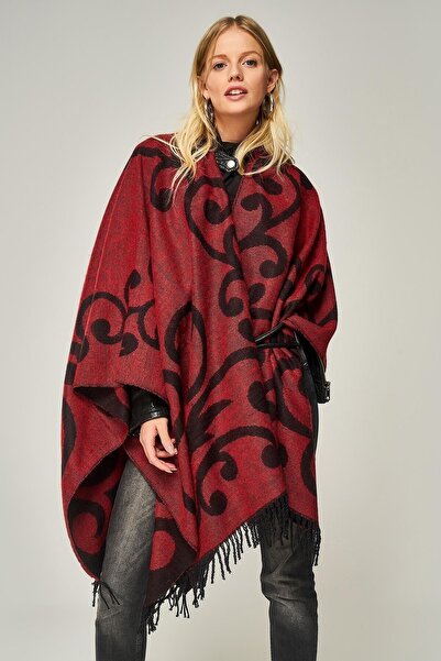 Forum Fashion Kadın Salma Desenli Jakarlı Panço