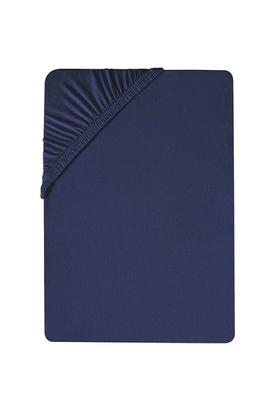 Garden Home King Size Elastic Navy Blue Combed Cotton Sheet