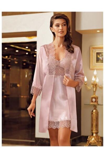 modazarif Perin Ipek Saten Gecelik Takımı 4009 2'li