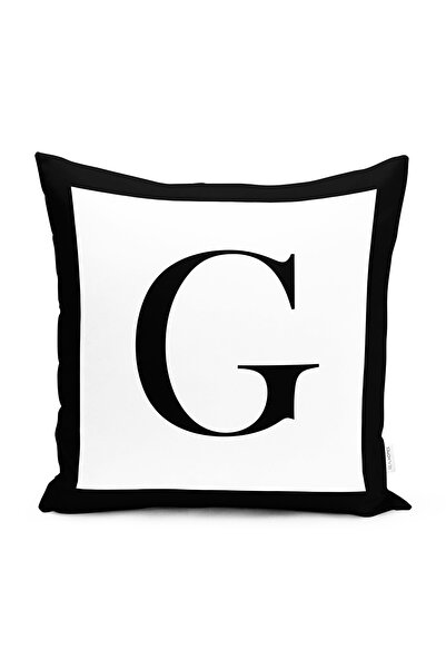 Realhomes Husă de pernă cu litera G alb-negru cu design special imprimată dig...