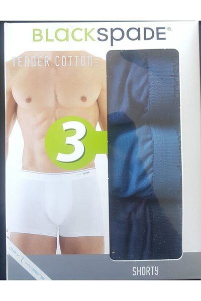 Blackspade Ανδρικά μποξεράκια Navy Blue 3 τεμαχίων βαμβακερά
