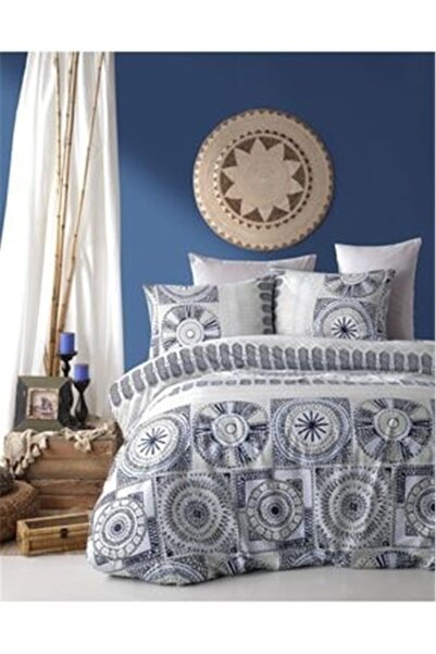 İyi Geceler İstanbul Σετ Παπλωματοθήκης Διπλού Μεγέθους σε Κουτί Holly Navy Blue