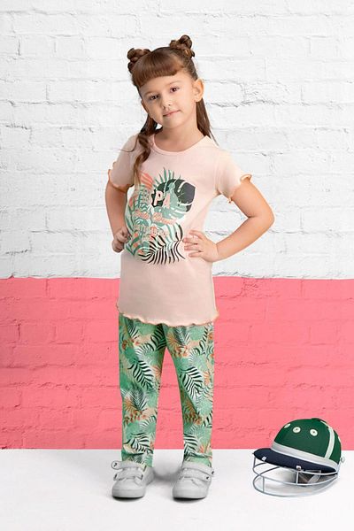 U.S. Polo Assn. Set de pijamale pentru fete cu licență roz perlat