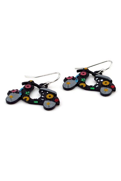 Solfera Vespa Motor Floral Dangle Women's Earrings Ex007