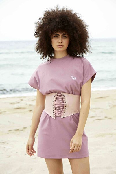 BERFUĞ KIRAN Ipli Deri Bel Korse- Pembe