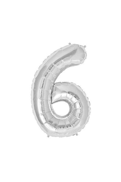 Tuğra Foil Number Balloon 100 Cm 40'' Silver Color 6