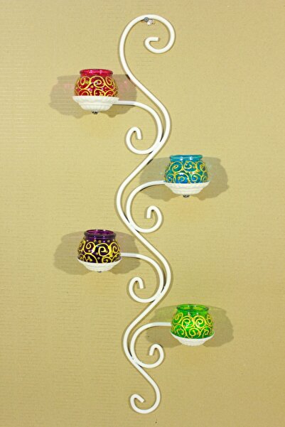 DOĞA HEDİYELİK HOME Ferforje Duvar Mumluğu 4 Renk Pembe Mor Sarı Mavi Vitary ...