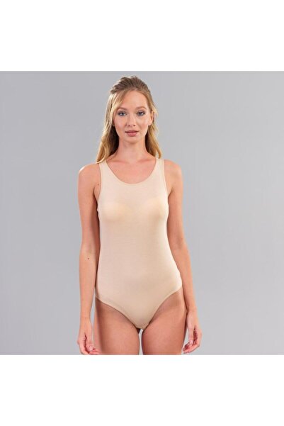 5231c Kadın Kalın Askılı Çıtçıtlı Body Ten