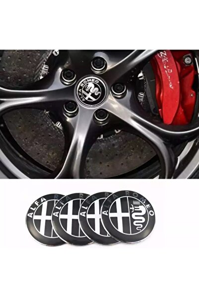 İKTUNING Alfa Romeo Logolu 4 Adet 56mm Jant Göbek Stıcker (SİYAH-GÜMÜŞ)