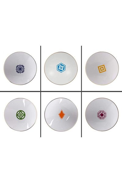 Porland 6-Piece Morocco Porcelain Colored Pit Plate Set