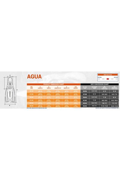 Cressi Agua Fin Aquamarine 41-42 Model Diving Flippers