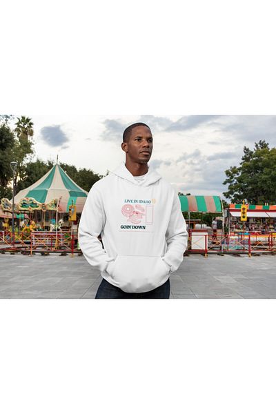 Raf Coll Φούτερ Unisex Λευκή κουκούλα με ψηφιακή εκτύπωση