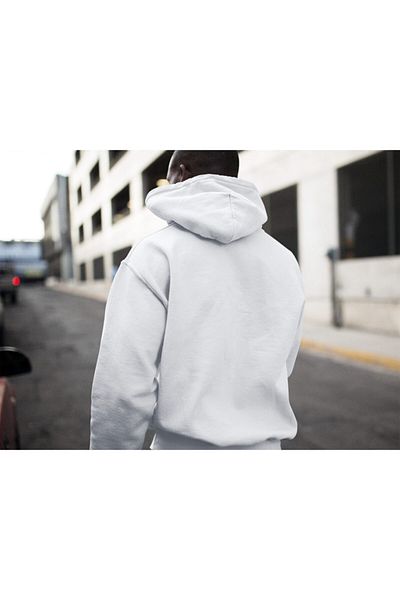 Raf Coll Φούτερ Unisex Λευκή κουκούλα με ψηφιακή εκτύπωση