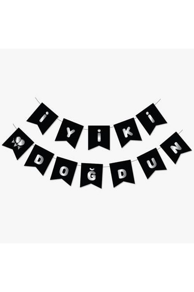 papercraft Τext on Black Silver - Καλή γενέθλια