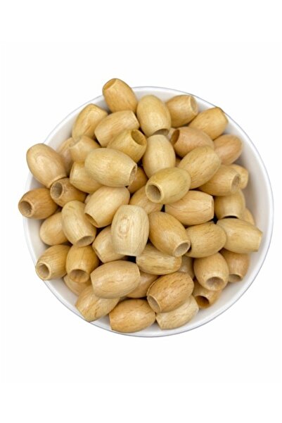 Hedef Bijuteri 14x18 ملم نموذج اللوز البيضاوي الخرز الخشبي المطلي (50GR-,~36PCS)