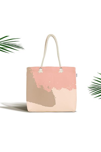 Realhomes Unisex Pink Digital Printed Προσαρμοσμένη πολύχρωμη τσάντα παραλίας με φερμουάρ