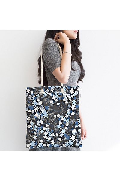 Realhomes Τσάντα παραλίας με φερμουάρ Unisex Blue Daisy