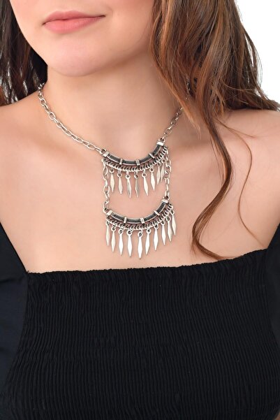 LABALABA Kadın Antik Gümüş Kaplama Bohem Kolye