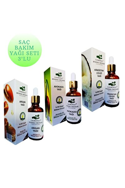 Çalıkoğlu Bitkisel Ürünler 3'lü Saç Bakım Yağı Seti Argan Yağı - Avokado Yağı...