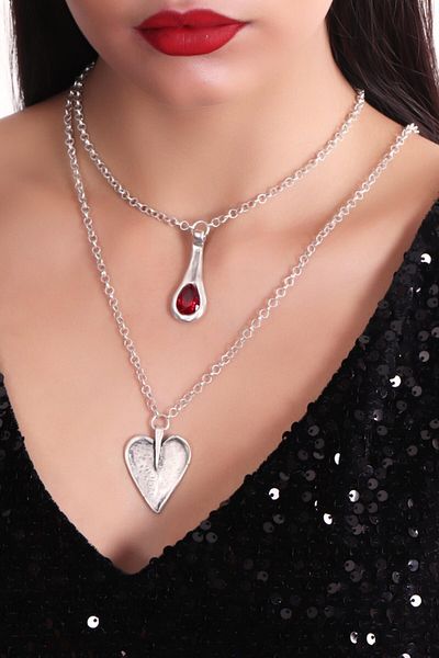 LABALABA Women's Sawaroski Stone Detailed Chain Combination Necklace