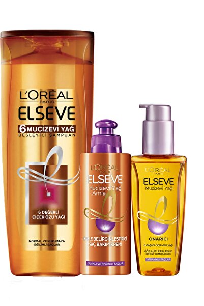 ELSEVE Şaç Bakım Seti 6 Mucizevi Yağ Şampuan+amla Yağı Bukle Saç Krem+yıpranmış Saçlar Saç Yağı