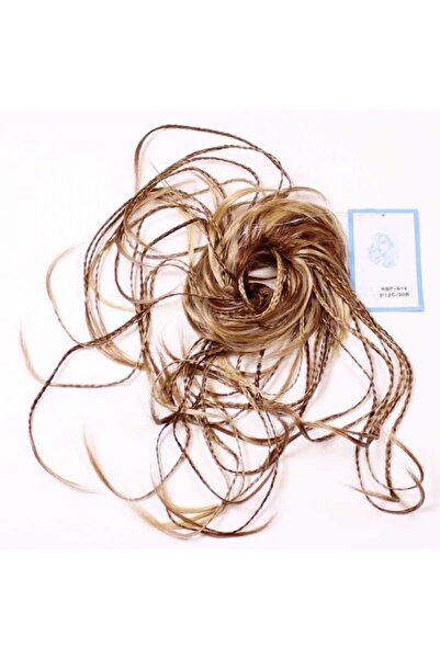 AYTUĞ PERUK Sarı Röfleli Lastikli Kalın Örgülü Topuz rbp614-p12c.30b